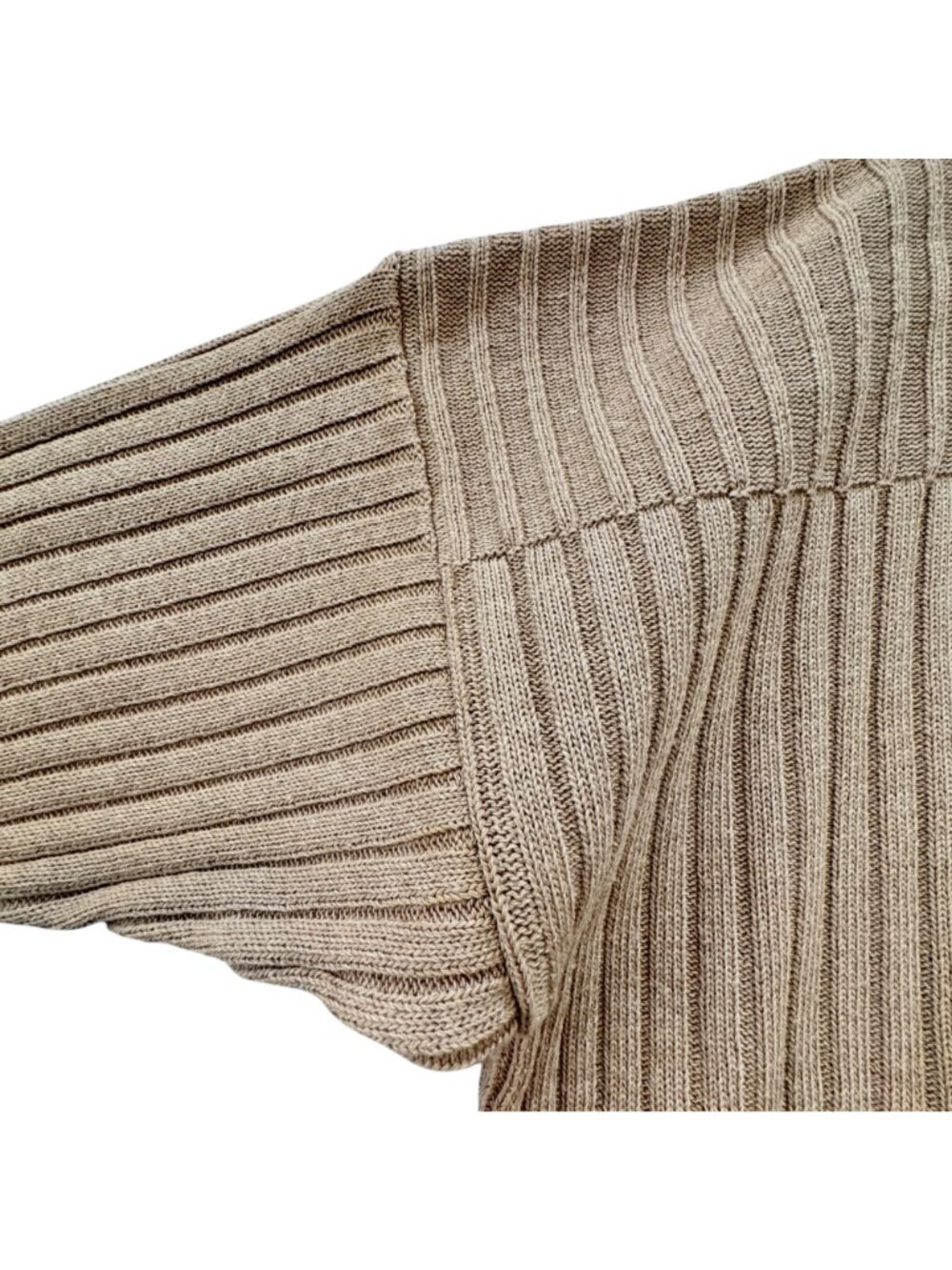 Vintage 90s Judd Heller Cropped Sweater L Tan Viscose Quiet Luxury Made in Franc - Picture 7 of 7
